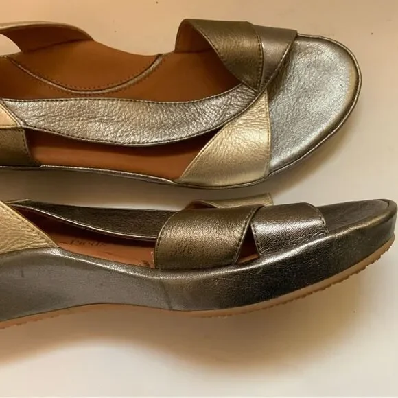 New L'Amour Des Pieds Women's Crotono Low Wedge Slingback Sandal Bronze size 10